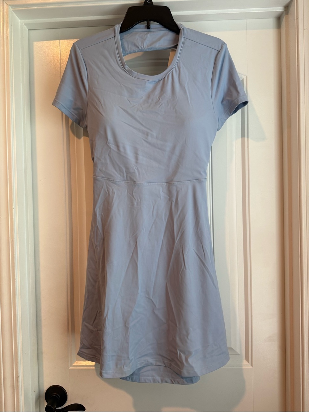 HALARA Pale Blue Short Sleeve Skater Dress